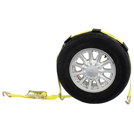 Us Cargo Control Wheel Strap with Wire Hooks & Adjustable Rubber Blocks & Ratchet WNTH32J